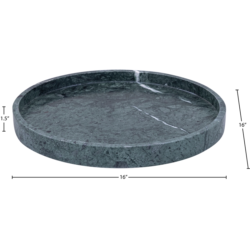 Meridian Furniture Barletta Green Round Marble Tray