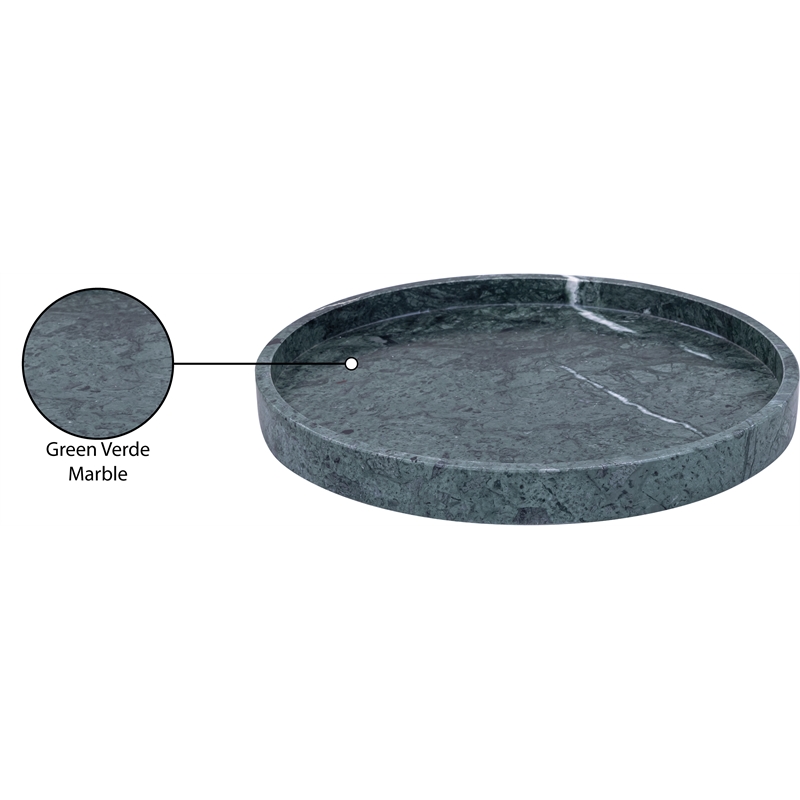 Meridian Furniture Barletta Green Round Marble Tray