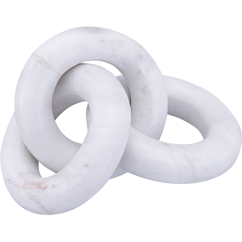 Meridian Furniture Rings White Marble Decorative Chain Links