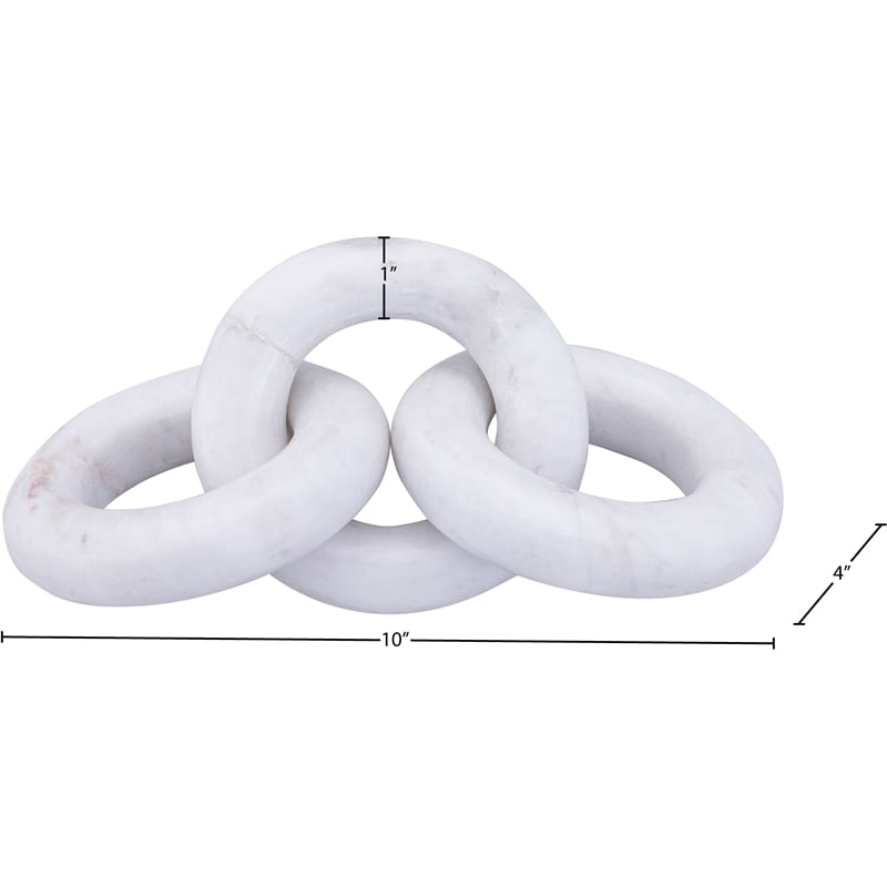 Meridian Furniture Rings White Marble Decorative Chain Links