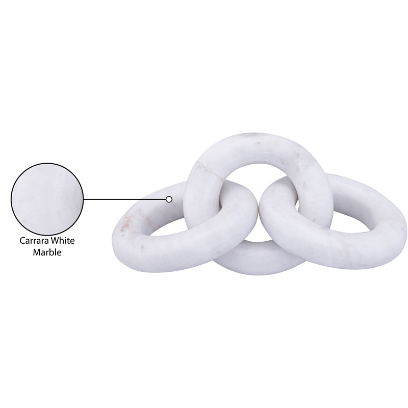 Meridian Furniture Rings White Marble Decorative Chain Links