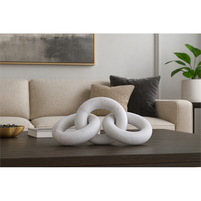 Meridian Furniture Rings White Marble Decorative Chain Links