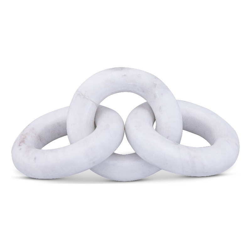 Meridian Furniture Rings White Marble Decorative Chain Links