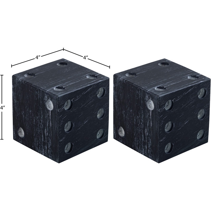 Meridian Furniture Dice Black Marble Decorative Dice