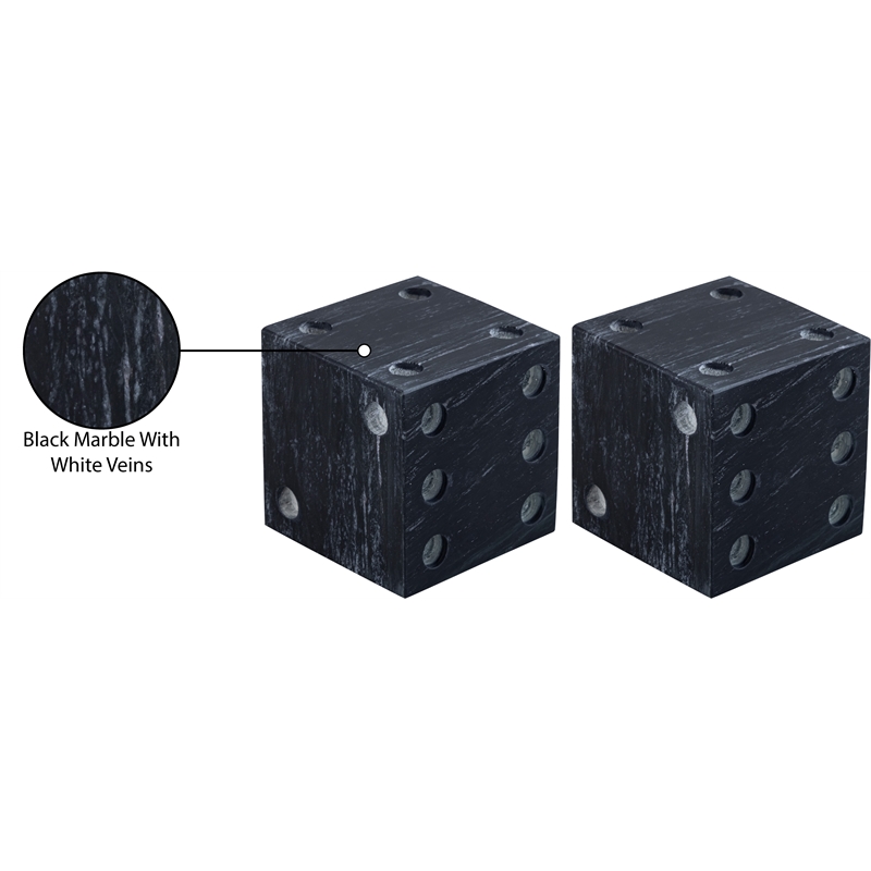 Meridian Furniture Dice Black Marble Decorative Dice