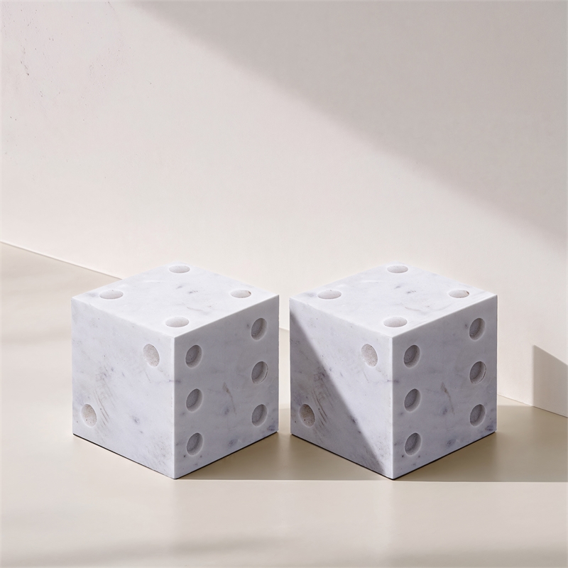 Meridian Furniture Dice White Marble Decorative Dice