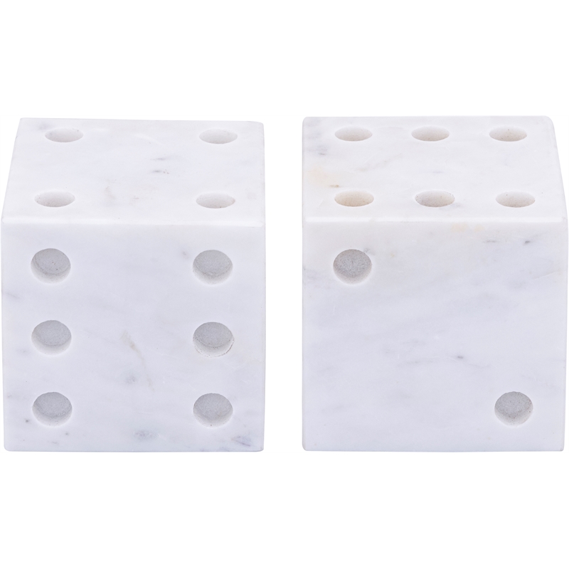 Meridian Furniture Dice White Marble Decorative Dice