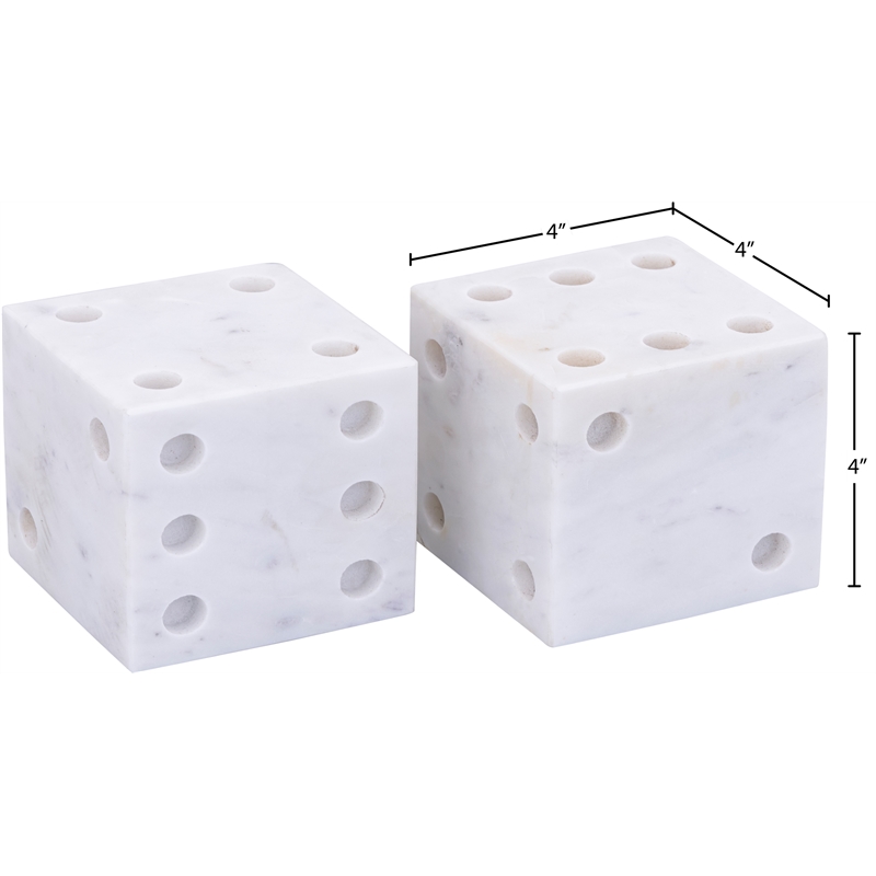 Meridian Furniture Dice White Marble Decorative Dice