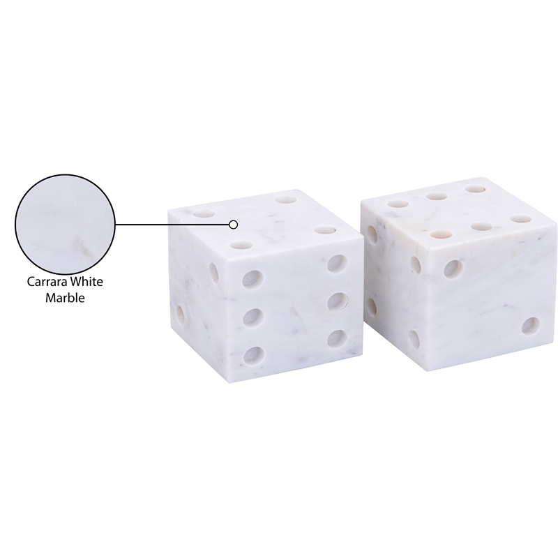 Meridian Furniture Dice White Marble Decorative Dice