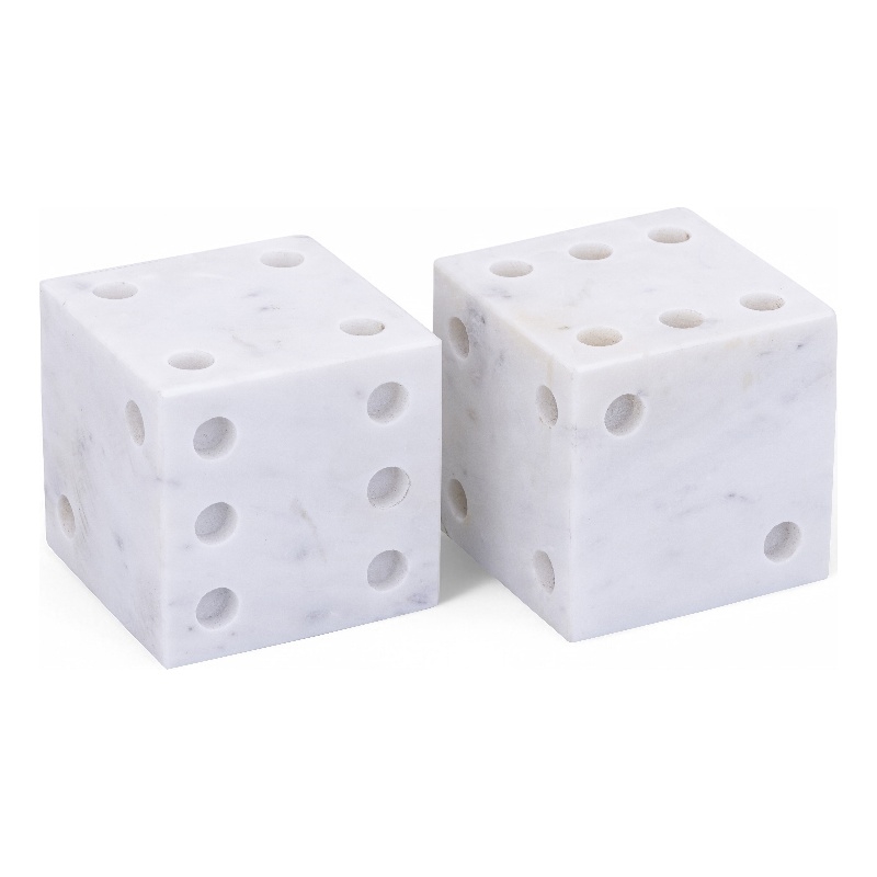 Meridian Furniture Dice White Marble Decorative Dice