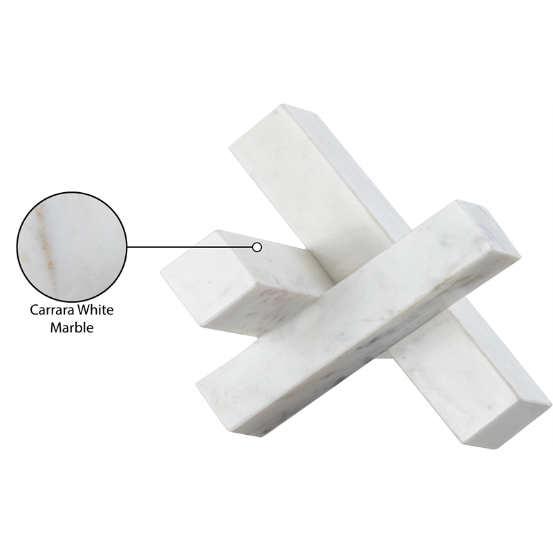 Meridian Furniture Stix White Marble Decorative Object
