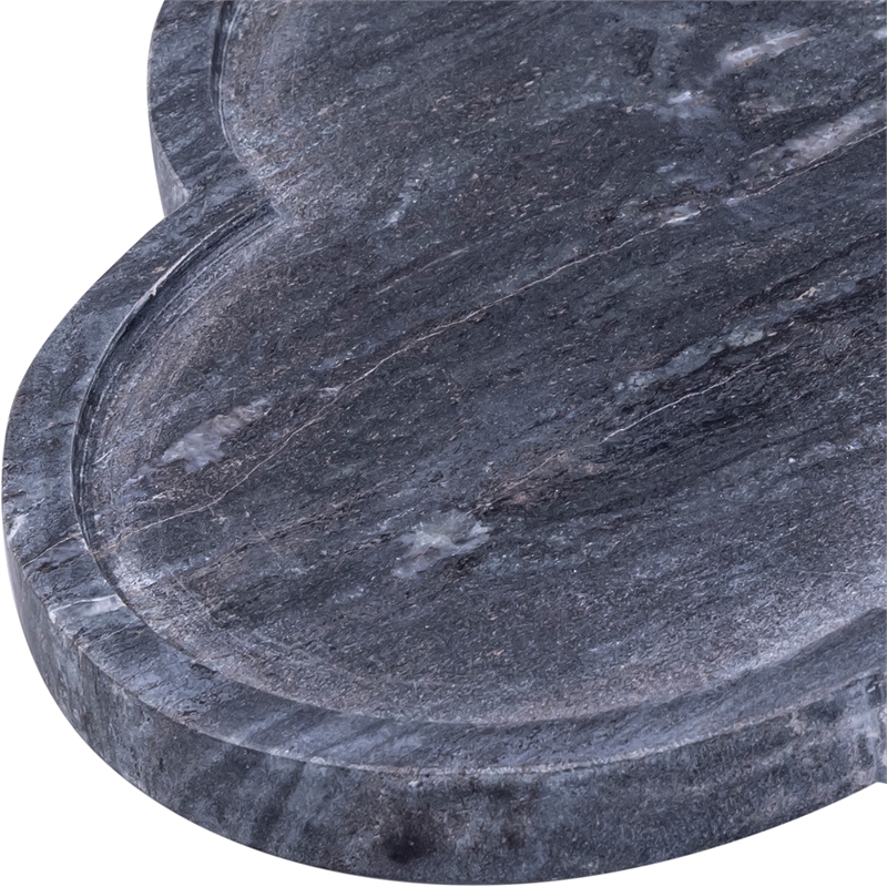 Meridian Furniture Rimini Black Clover Shaped Marble Tray