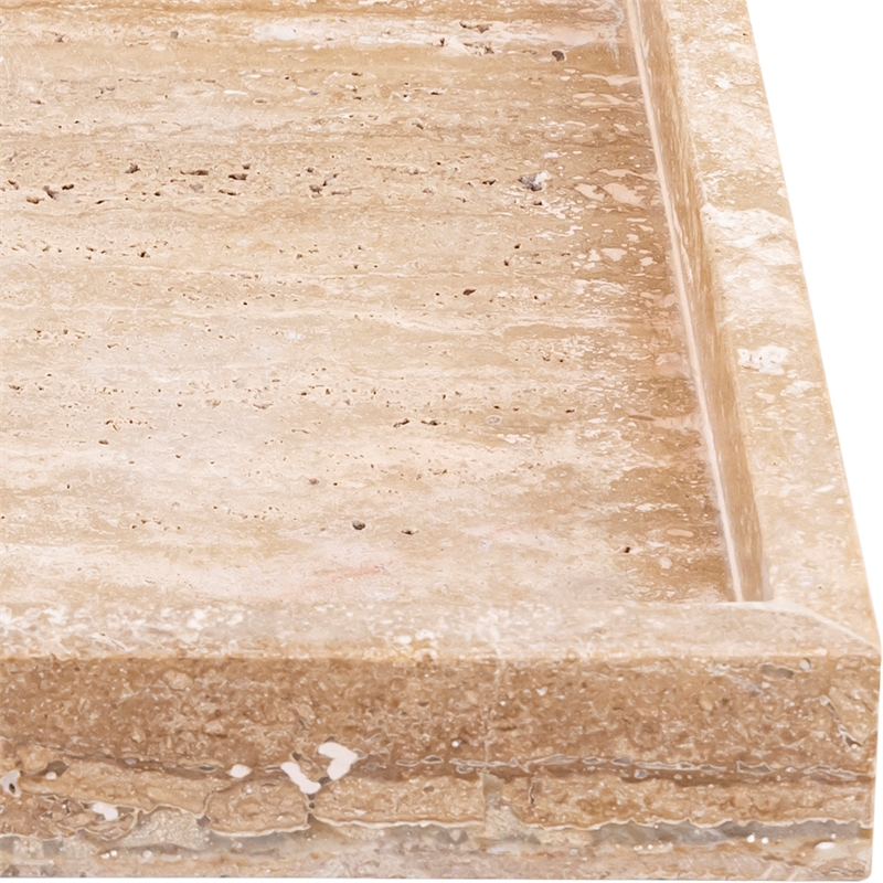 Meridian Furniture Barletta Beige Rectangular Travertine Tray