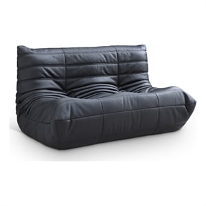 Meridian Furniture Relax 54.75&quot Black Vegan Leather Upholstered Loveseat