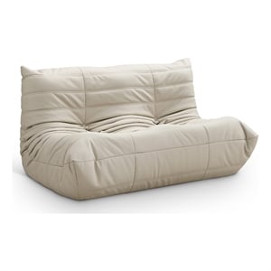 Meridian Furniture Relax 54.75&quot Cream Vegan Leather Upholstered Loveseat