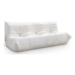 Meridian Furniture Relax 77.75&quot Cream Velvet Upholstered Sofa