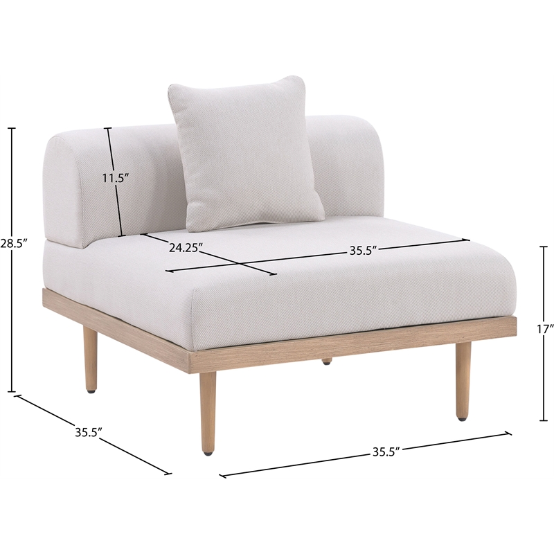 Meridian Furniture Beige Laguna Olefin Patio Armless Modular Chair