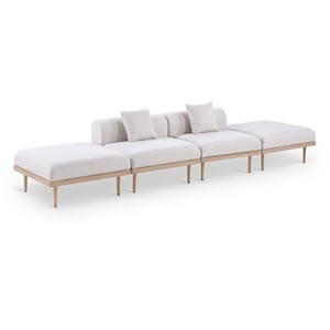 Meridian Furniture 142&quot Beige Laguna Olefin 4pc. Patio Modular Sofa