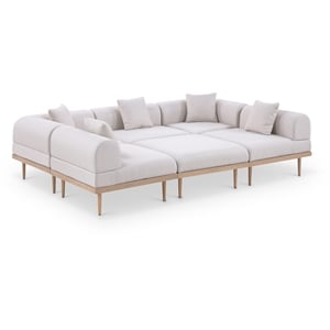 Meridian Furniture 106.5&quot Beige Laguna Olefin 6pc. Patio Modular Sectional