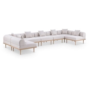 Meridian Furniture 177.5&quot Beige Laguna Olefin 7pc. Patio Modular Sectional