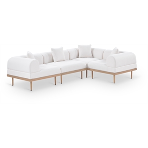 Meridian Furniture 106.5&quot Cream Laguna Olefin 4pc. Patio Modular Sectional
