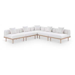 Meridian Furniture 106.5&quot Cream Laguna Olefin 5pc. Patio Modular Sectional