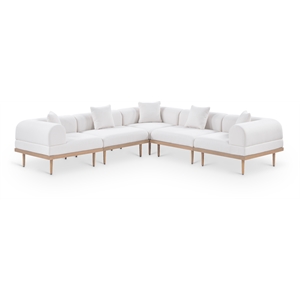 Meridian Furniture 106.5&quot Cream Laguna Olefin 5pc. Patio Modular Sectional