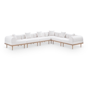 Meridian Furniture 142&quot Cream Laguna Olefin 6pc. Patio Modular Sectional