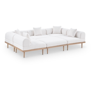 Meridian Furniture 106.5&quot Cream Laguna Olefin 6pc. Patio Modular Sectional