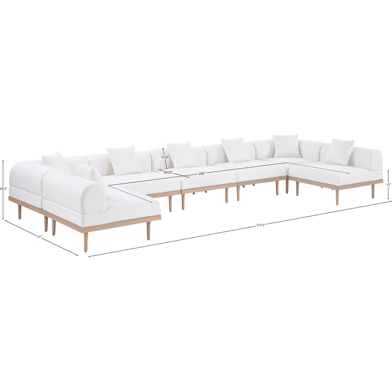 meridian furniture 177.5&quot cream laguna olefin 7pc. patio modular sectional