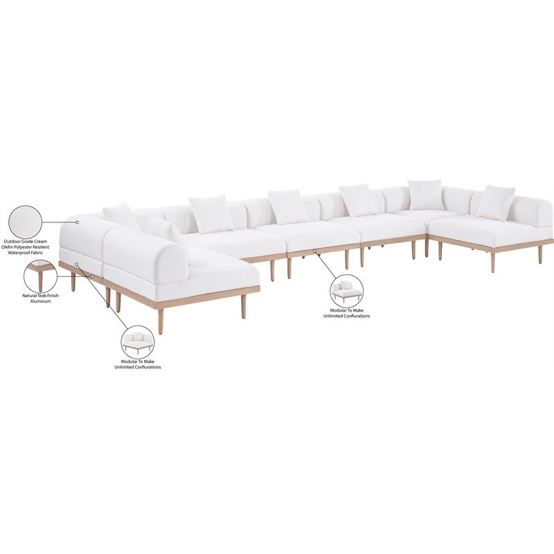 meridian furniture 177.5&quot cream laguna olefin 7pc. patio modular sectional