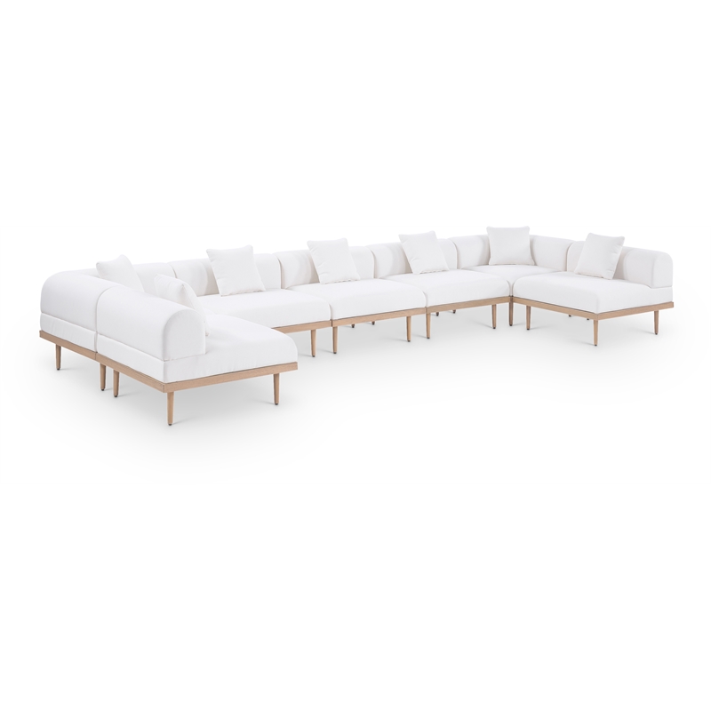 Meridian Furniture 177.5&quot Cream Laguna Olefin 7pc. Patio Modular Sectional