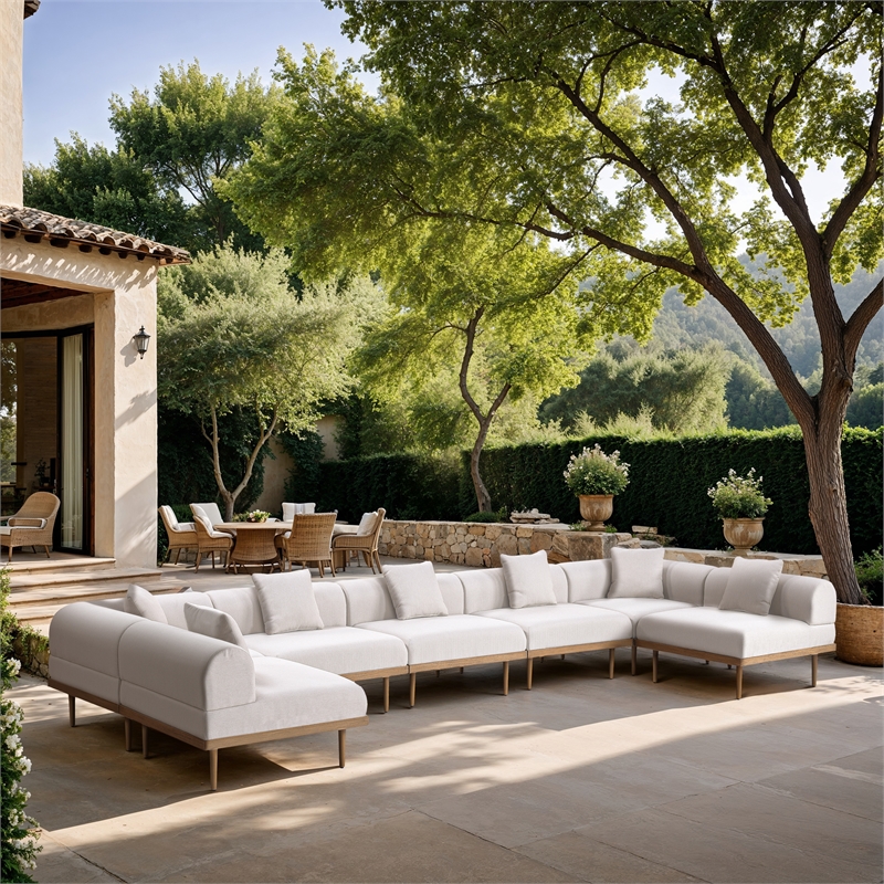 meridian furniture 177.5&quot cream laguna olefin 7pc. patio modular sectional