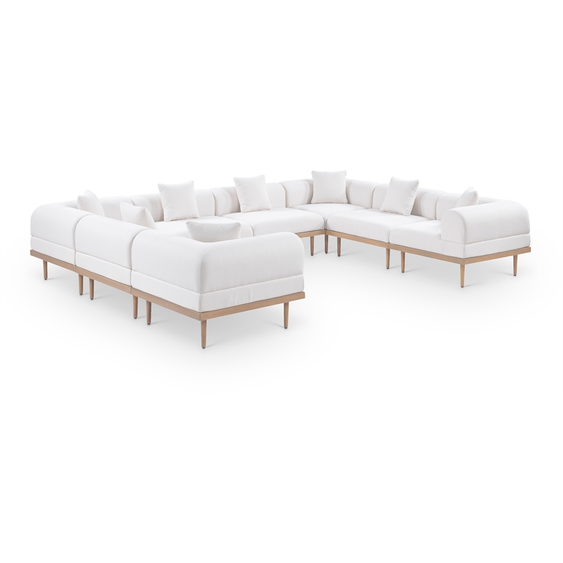 Meridian Furniture 142&quot Cream Laguna Olefin 8pc. Patio Modular Sectional