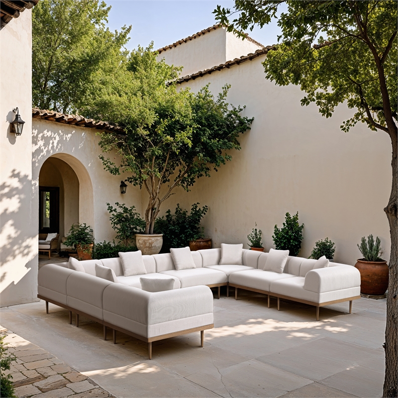 meridian furniture 142&quot cream laguna olefin 8pc. patio modular sectional