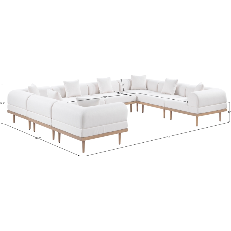 meridian furniture 142&quot cream laguna olefin 8pc. patio modular sectional