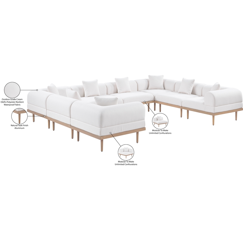 meridian furniture 142&quot cream laguna olefin 8pc. patio modular sectional