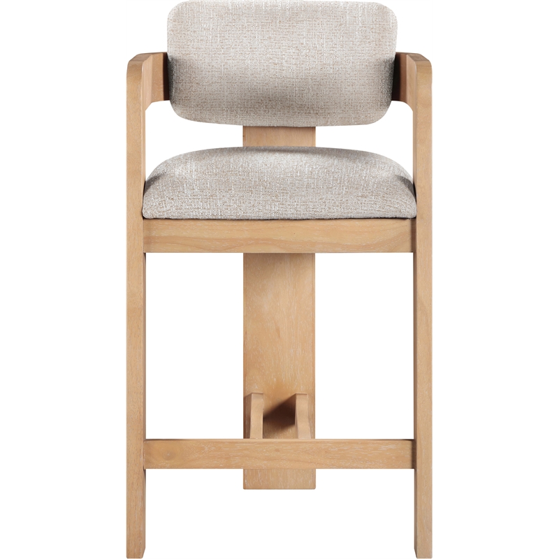 Meridian Furniture Sacha Beige Linen Textured Fabric Upholstered Counter Stool
