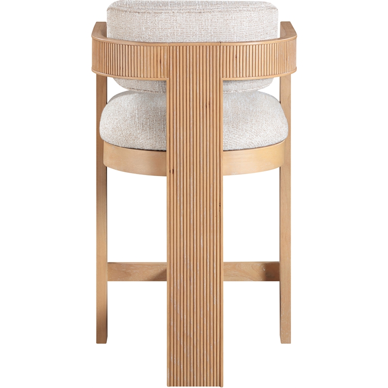 Meridian Furniture Sacha Beige Linen Textured Fabric Upholstered Counter Stool