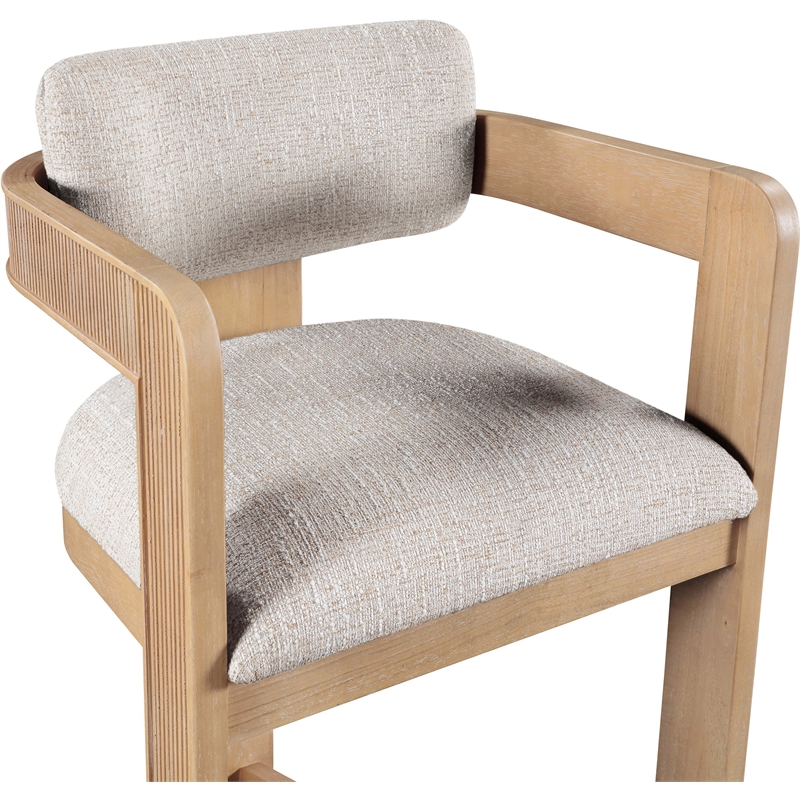 Meridian Furniture Sacha Beige Linen Textured Fabric Upholstered Counter Stool