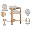 Meridian Furniture Sacha Beige Linen Textured Fabric Upholstered Counter Stool