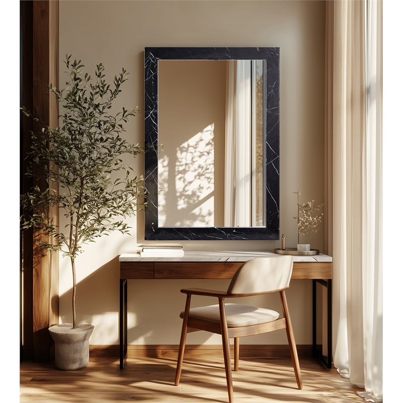Meridian Furniture Pavia Black Genuine Marble Frame Mirror