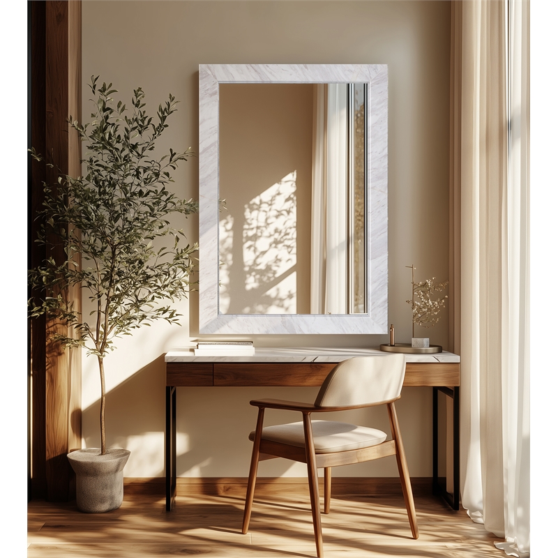 Meridian Furniture Pavia White Genuine Marble Frame Mirror
