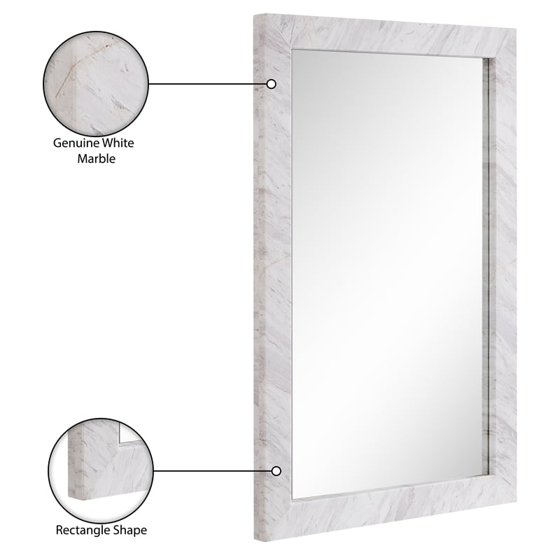 Meridian Furniture Pavia White Genuine Marble Frame Mirror