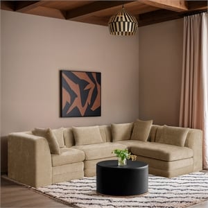 Meridian Furniture Stellar 114&quot Beige Chenille Fabric 4Pc. Modular Sectional