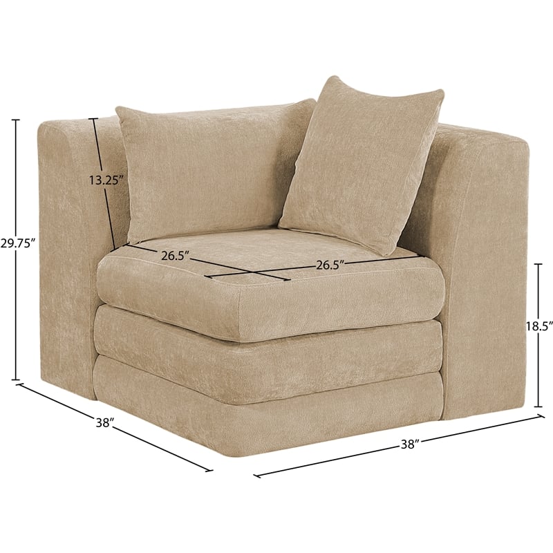 Meridian Furniture Stellar Beige Chenille Fabric Corner Modular Chair