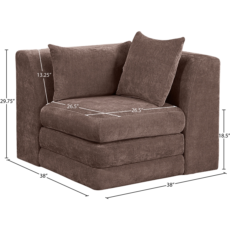 Meridian Furniture Stellar Brown Chenille Fabric Corner Modular Chair