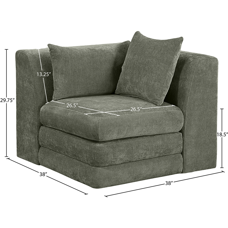 Meridian Furniture Stellar Green Chenille Fabric Corner Modular Chair