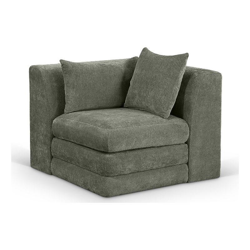 Meridian Furniture Stellar Green Chenille Fabric Corner Modular Chair