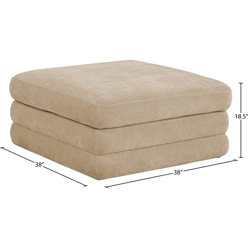 Meridian Furniture Stellar Beige Chenille Fabric Modular Ottoman